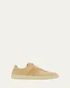 Ferragamo Men's Adam Nubuck Embossed Gancini Sneakers In Brown