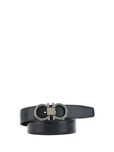 Ferragamo Men Adjustable And Reversible Belt In Gray