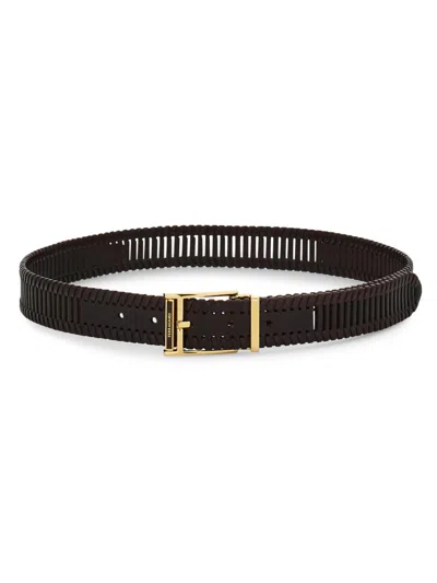 Ferragamo Men's Adjustable Braided Leather Belt In Brown