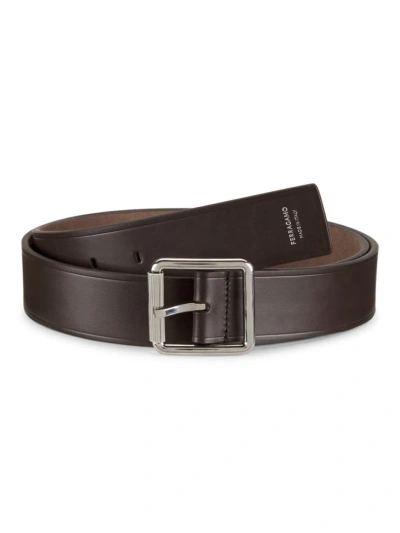 Ferragamo Men's Adjustable Cut-to-size Leather Belt In Brown