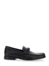 Ferragamo Alain Gancini Calf Leather Loafers In Black