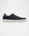 Ferragamo Alaska Gancio Suede Panelled Lace-up Sneakers
