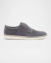 Ferragamo Navy Blue Laceless Sneakers In Black