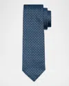 Ferragamo Men's Alternating Gancio Jacquard Silk Tie In Blue