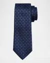 Ferragamo Men's Alternating Micro-gancini Jacquard Silk Tie In Blue