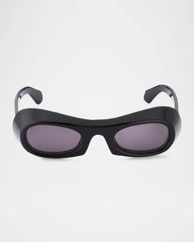 Ferragamo Men & Apos;s 51mm Classic Logo Plastic Oval Sunglasses In Black