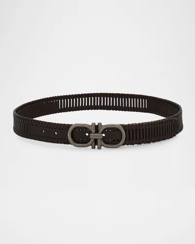 Ferragamo Men & Apos;s Adjustable Gancini Leather Belt In Black