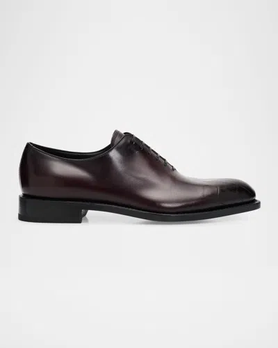 Ferragamo Men & Apos;s Angiolo Tramezza Croc-embossed Leather Oxfords In Brown