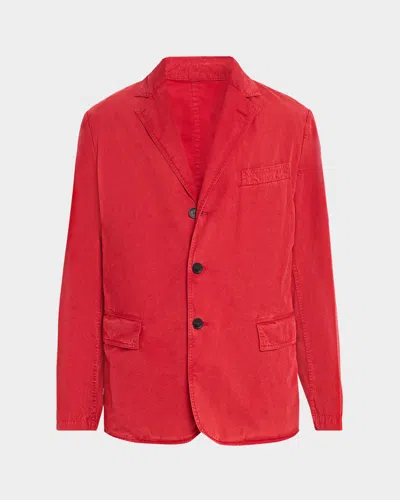 Ferragamo Men & Apos;s Cotton And Silk Single-breasted Blazer In Red