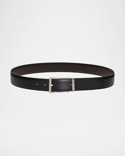 Ferragamo Men's Buckle Cut-to-size Leather Belt In Nero Hickory