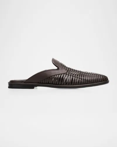 Ferragamo Men & Apos;s Double-stitched Leather Slide Mules In Multi