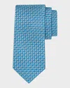 Ferragamo Men & Apos;s Fox Micro-print Tie In Blue