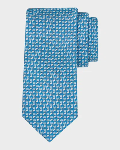 Ferragamo Men & Apos;s Fox Micro-print Tie In Blue