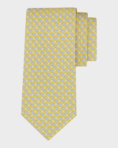 Ferragamo Men & Apos;s Fox Micro-print Tie In Yellow