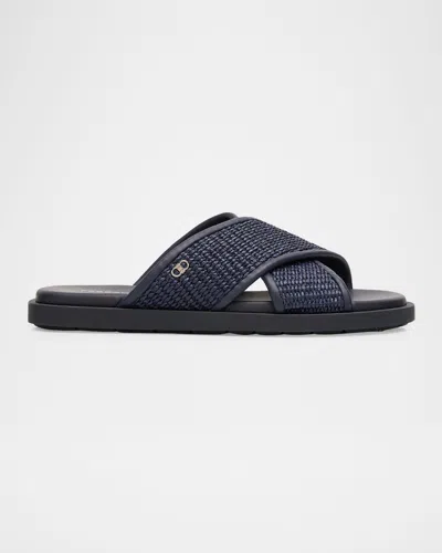 Ferragamo Gancini Ornament Sandals In Blue