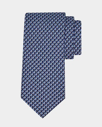 Ferragamo Men & Apos;s Mini-snail Silk Tie In Blue