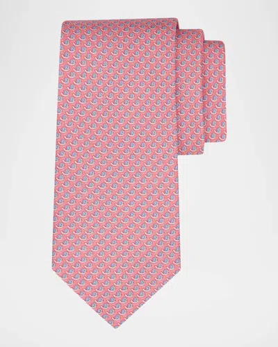 Ferragamo Men & Apos;s Mini-snail Silk Tie In Pink