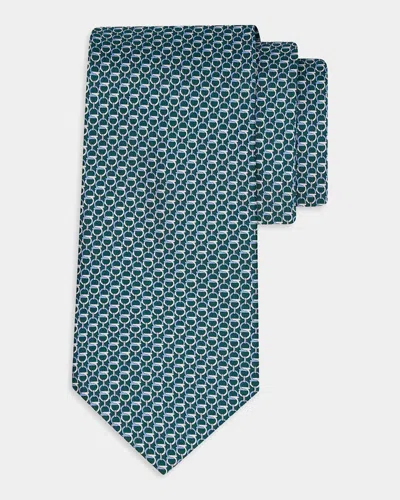 Ferragamo Men & Apos;s Repeat Gancini Silk Tie In F.verde