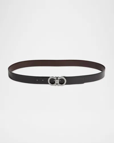 Ferragamo Men & Apos;s Reversible Leather Double-gancio Belt In Pink