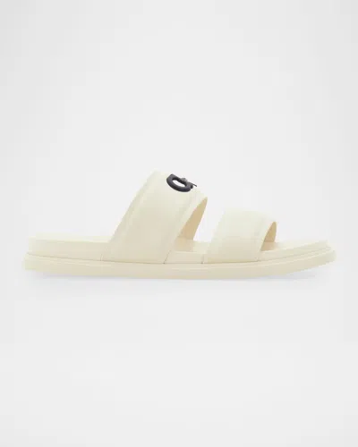 Ferragamo Men & Apos;s Saint Bartheva Padded Leather Double-strap Slide Sandals In Brown
