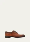 Ferragamo Men's Angiolo Tramezza Calfskin Oxfords In Cognac