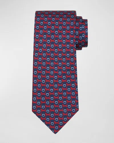 FERRAGAMO MEN'S ANIMALI GANCINI SILK TIE