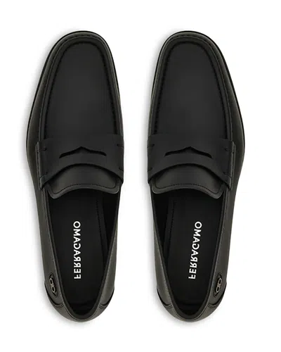 Ferragamo Men's Athenvit Penny Leather Loafers In Black