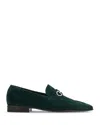 Ferragamo Gancini Suede Loafers In Green