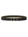 Ferragamo Salvatore  Man's Bicolor Leather Belt With Logo Buckle In Black
