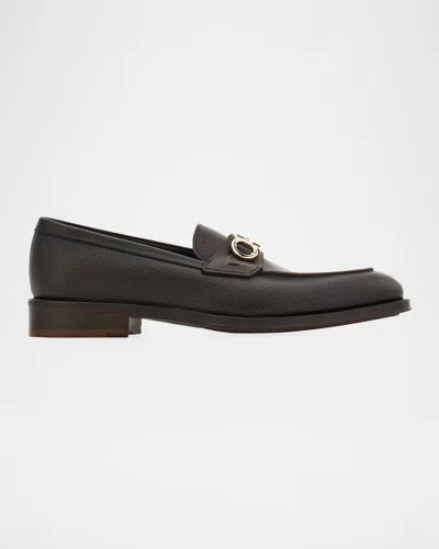FERRAGAMO MEN'S BENEDICT GANCIO LEATHER LOAFERS