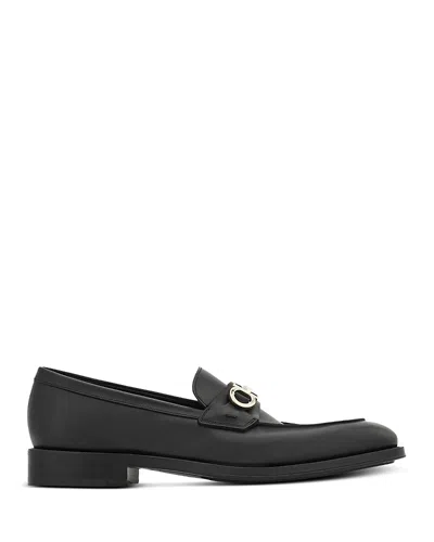 Ferragamo Men's Benedict Moccasin Loafers With Gancini Ornament In Black