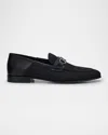 Ferragamo Men's Biarritz Leather And Jacquard Bit Loafers In Nero/logo