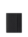 Ferragamo Compact Leather Card Holder With Embossed Pattern In Black