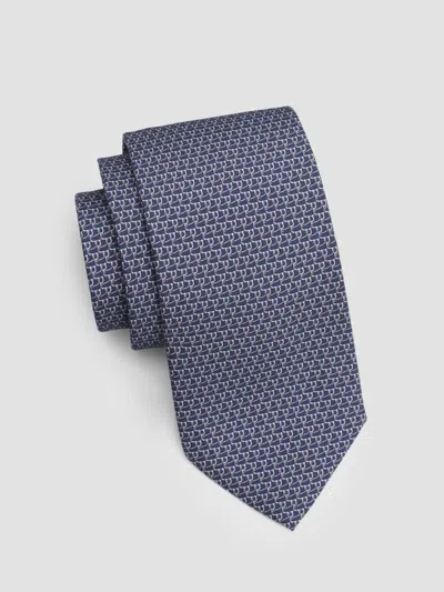 Ferragamo Men's Bingo Printed Silk Tie In Blue