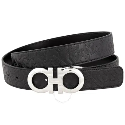Ferragamo Men's Black Adjustable And Reversible Gancini Belt