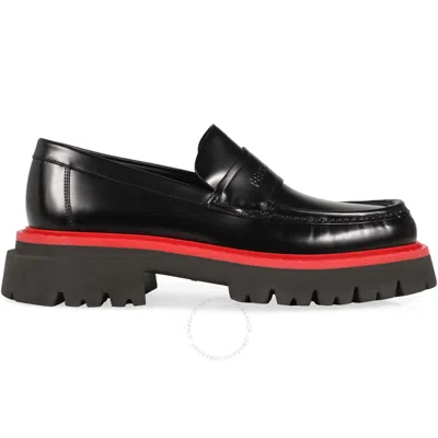 FERRAGAMO FERRAGAMO MEN'S BLACK FERGAL LOGO DEBOSSED LOAFERS