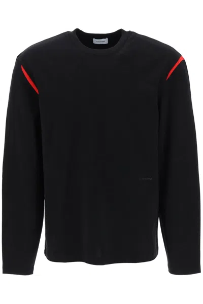 Ferragamo Men's Black Long-sleeved T-shirt With Contrasting Inlays For Fw23