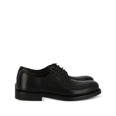 Ferragamo Leather Derby Shoes In Multi