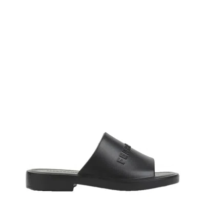 Ferragamo Men's Black Rubber Sandals For Ss24