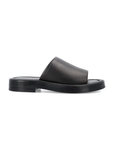 Ferragamo Black Solid Slide Slippers