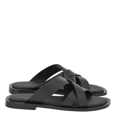 Ferragamo Men's Black Venice Cross-strap Leather Sandals