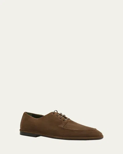 FERRAGAMO MEN'S BLADE SUEDE DERBY SHOES