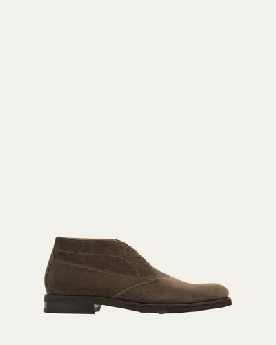 Ferragamo Men's Blake Construction Suede Desert Boots In Multi