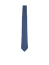 Ferragamo Men Blue Silk Tetris Print Tie In Blue