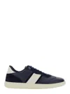 Ferragamo Men Blue Sneakers With Contrasting Heel And Logo Lettering On The Tongue In Leather Man In Multi