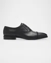Ferragamo Men's Boston Brogue Leather Cap-toe Oxfords In Black