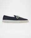 Ferragamo Men's Brad Gancio Slip-on Sneakers In Navy