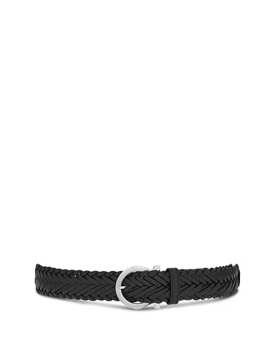 Ferragamo Men's Braided Leather Belt In Animal Print