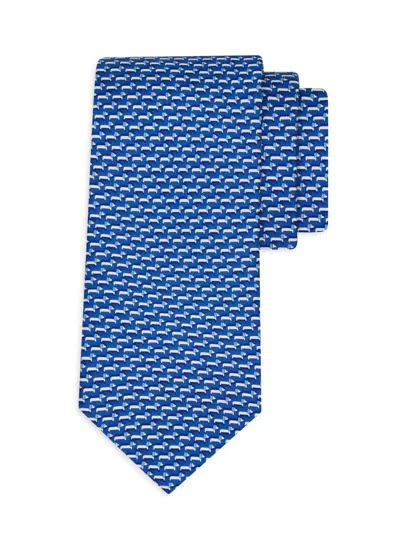 Ferragamo Men's Bubu Dachshunds Silk Tie In Blue