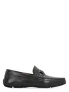Ferragamo Black Loafers With Ganicini Plaque On The Front In Leather Man